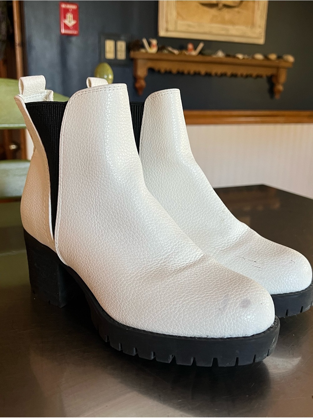 White Chelsea Lug Sole Ankle Boots - Women's